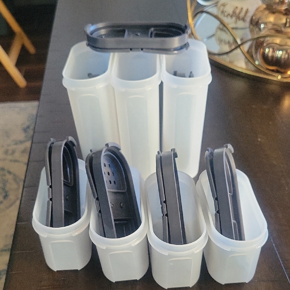 Tupperware White and Black Modular Spice Storage Set